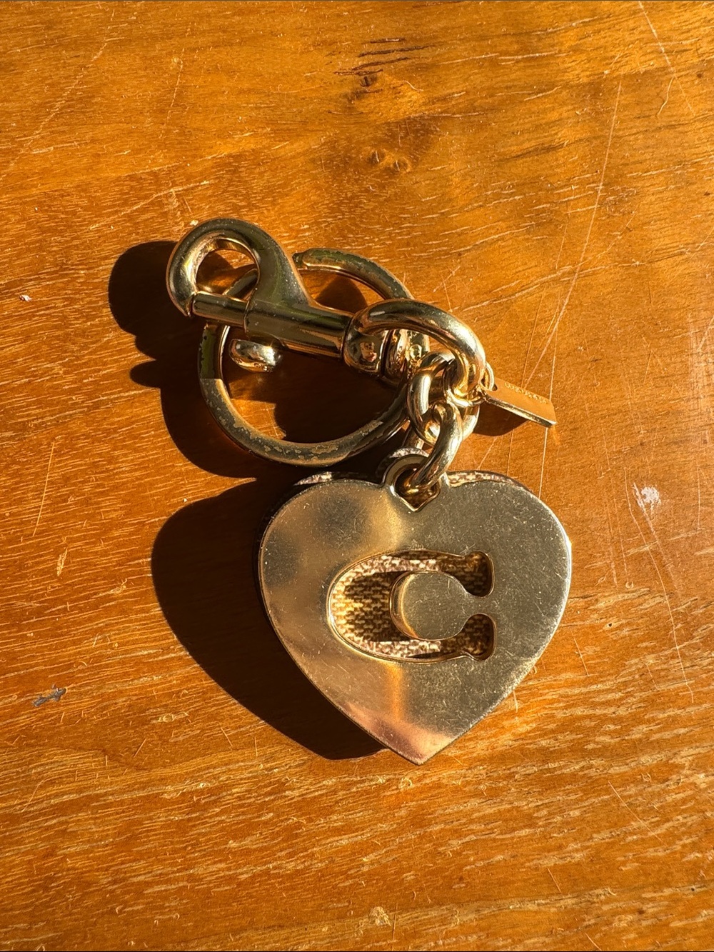 Coach Gold Heart Key Charm with 'C' Cutout